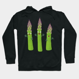 Cute asparagus singing vegetable trio cartoon Hoodie